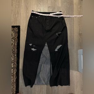 XL distressed denim skirt